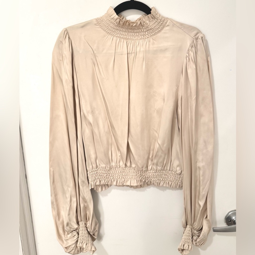 H&M l Smocked High Neck Blouse Small